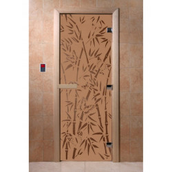 Дверь для сауны DoorWood 'Бамбук и бабочки' 190*70 (бронза матовая)