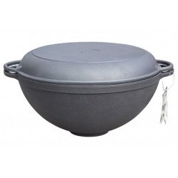 Чугунная кастрюля 'wok' 8л с чугунной крышкой-сковородой