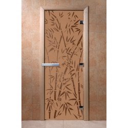 Дверь для сауны DoorWood "Бамбук и бабочки" 180*70 (бронза матовая)
