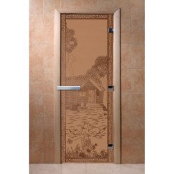 Дверь для сауны DoorWood "Банька в лесу" 180*70 ( бронза матовое)