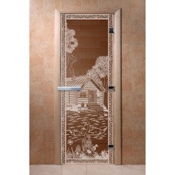 Дверь для сауны DoorWood "Банька в лесу" 190*70 (бронза)